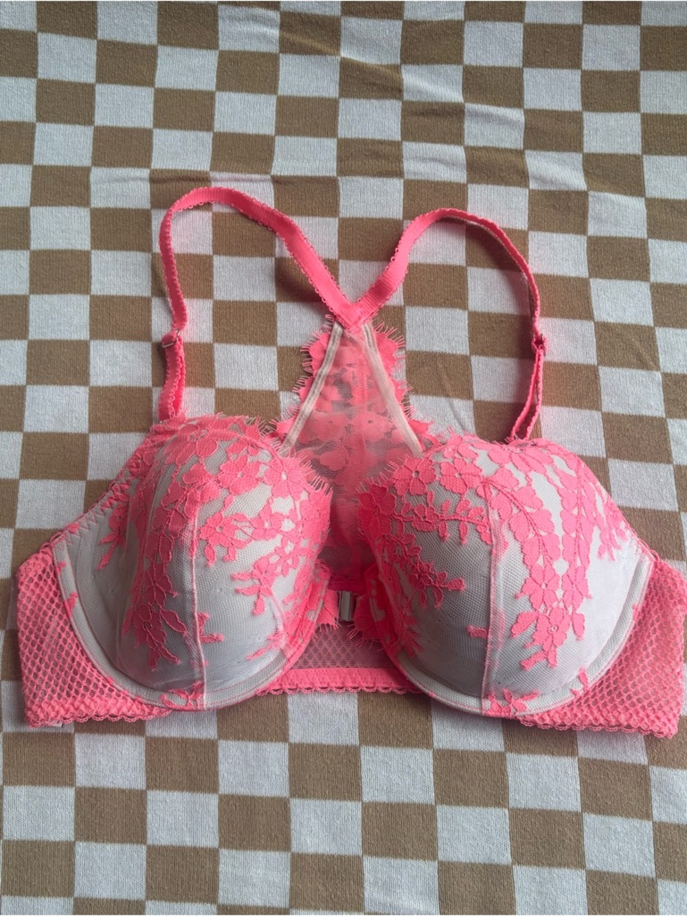 Victoria's Secret Neon Pink Lace Push-Up Bra